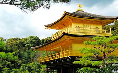 The Kinkakuji Temple or ‘Golden Pavilion’ in Kyoto, Japan